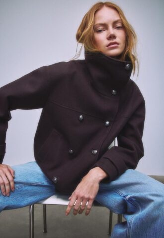 Giacca crossover Soft Touch con collo alto Giacca crossover Soft Touch con collo alto