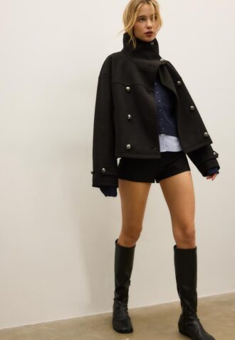 Giacca crossover Soft Touch con collo alto