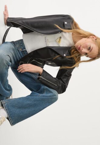 Giacca da motociclista effetto pelle