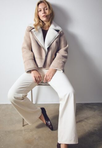 Giacca da motociclista in finta pelle scamosciata