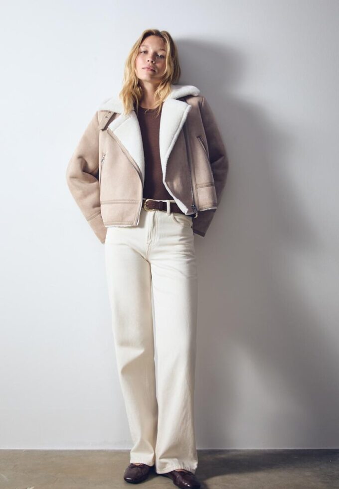 Giacca da motociclista in finta pelle scamosciata