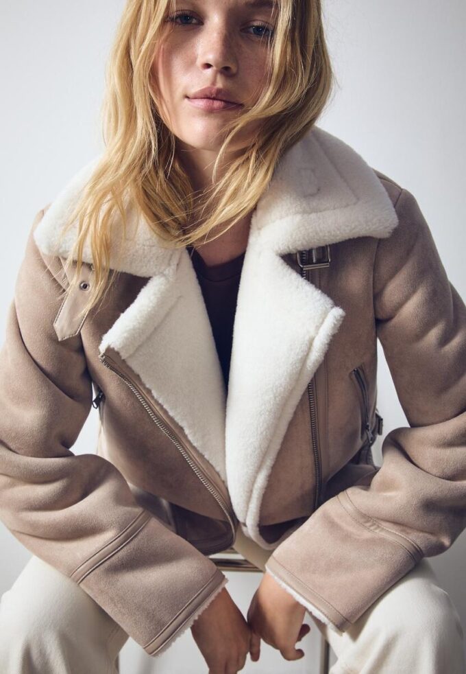 Giacca da motociclista in finta pelle scamosciata