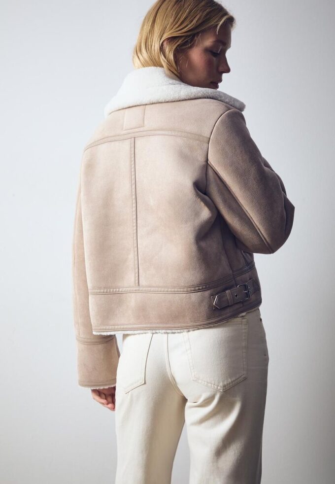 Giacca da motociclista in finta pelle scamosciata