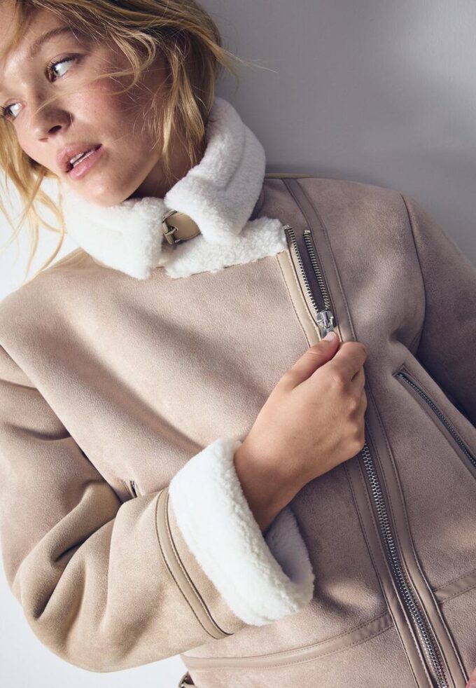 Giacca da motociclista in finta pelle scamosciata