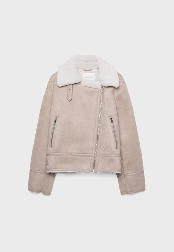 Giacca da motociclista in finta pelle scamosciata