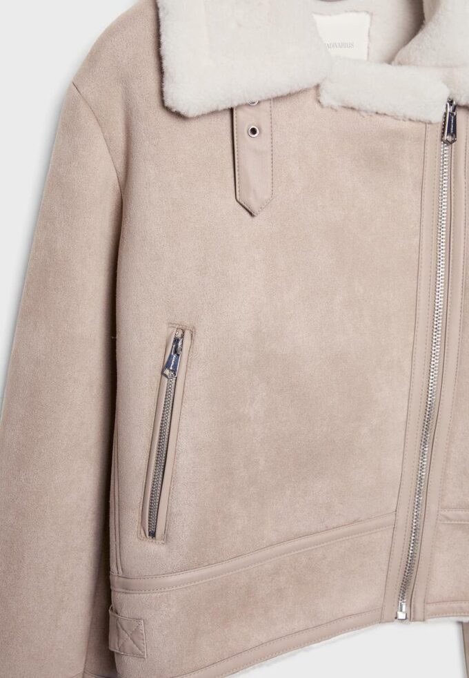 Giacca da motociclista in finta pelle scamosciata