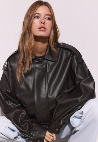 Giacca da motociclista oversize effetto pelle