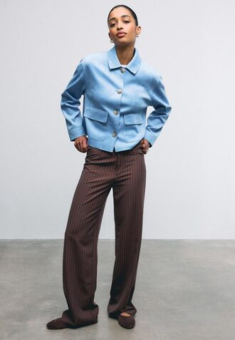 Giacca in ecopelle scamosciata con tasche