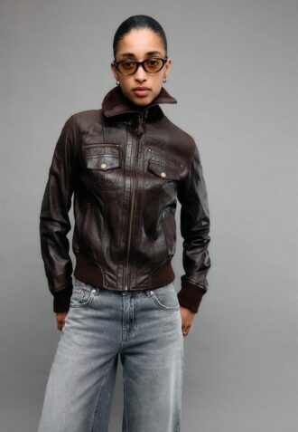 Giacca in pelle a coste