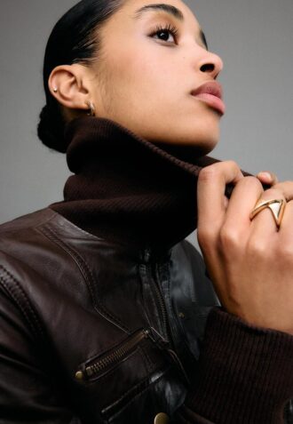 Giacca in pelle a coste