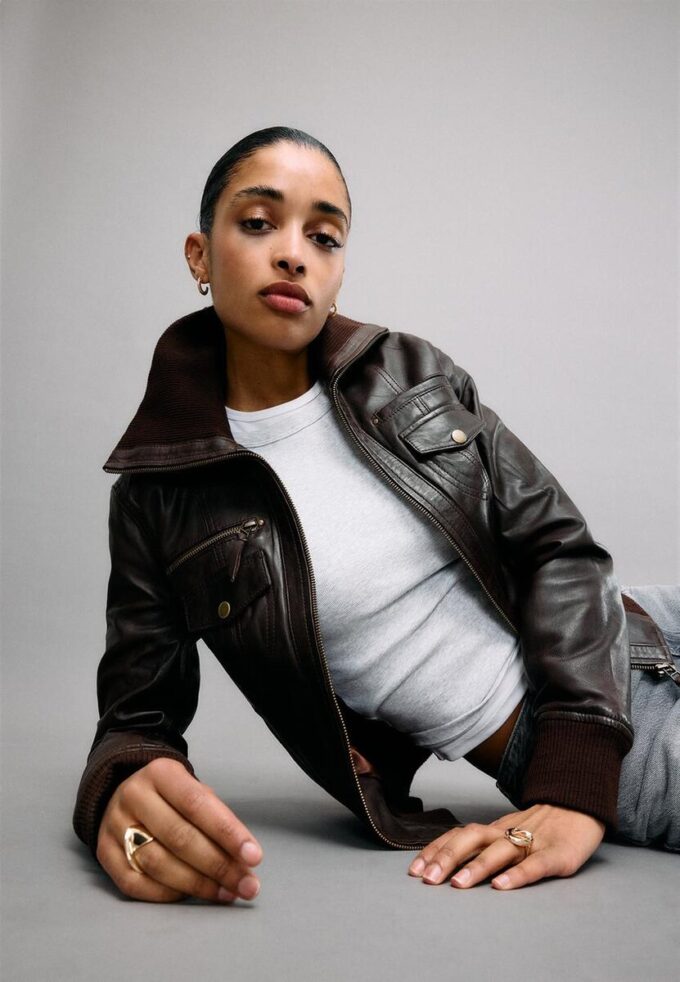 Giacca in pelle a coste