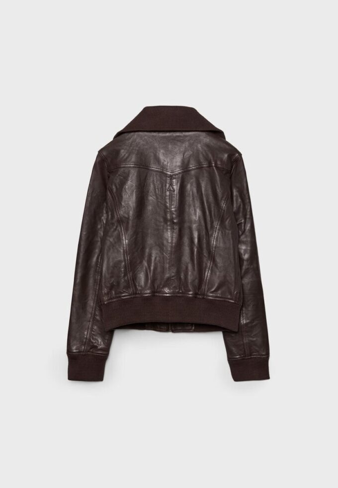 Giacca in pelle a coste