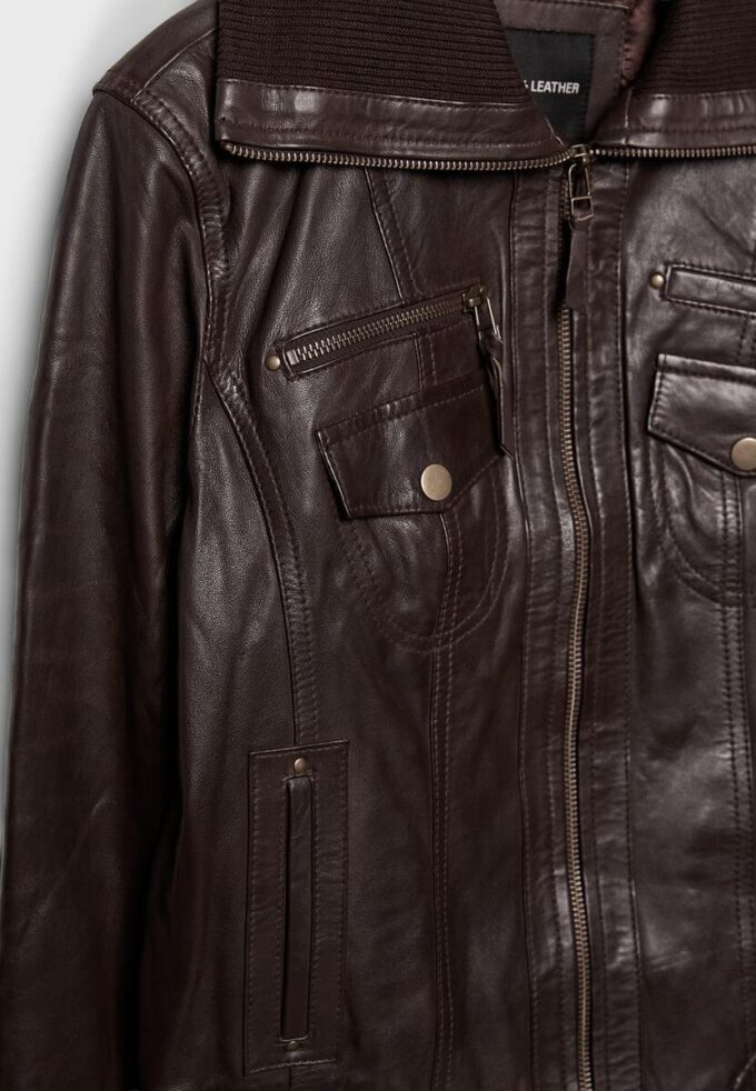 Giacca in pelle a coste