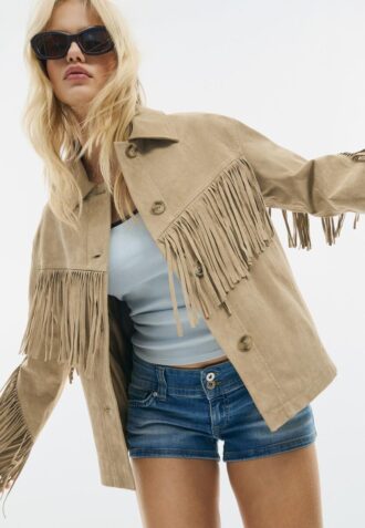 Giacca in pelle con frange