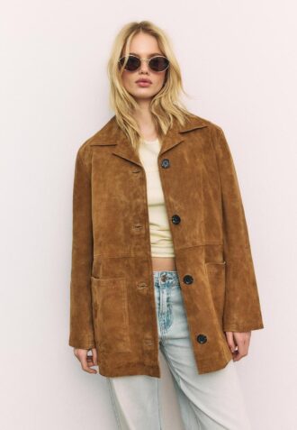 Giacca in pelle con tasche