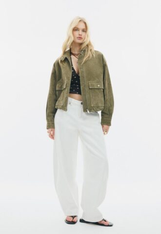 Giacca in pelle con tasche