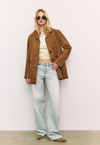 Giacca in pelle con tasche