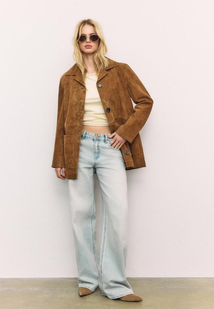 Giacca in pelle con tasche Giacca in pelle con tasche