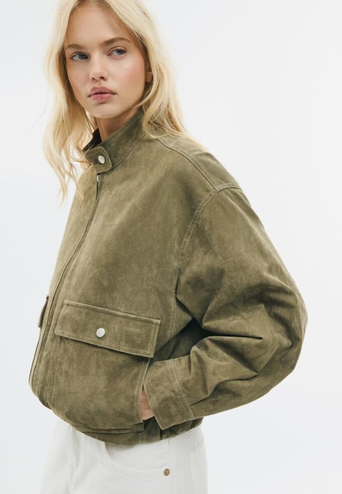 Giacca in pelle con tasche Giacca in pelle con tasche