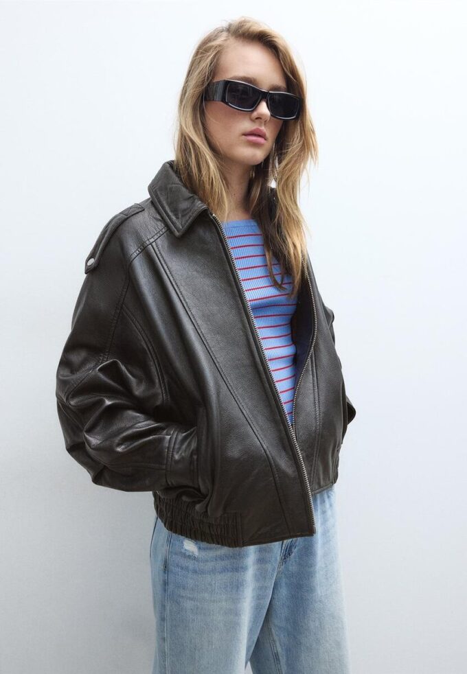 Giacca in pelle oversize Giacca in pelle oversize