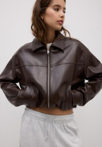 Giacca oversize effetto pelle