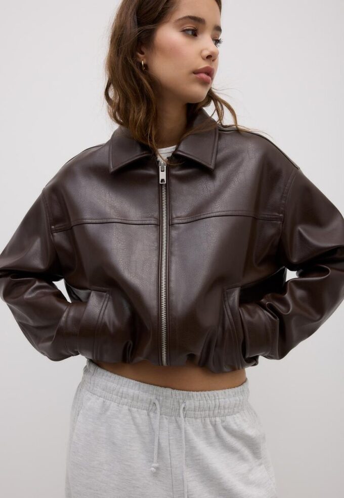 Giacca oversize effetto pelle