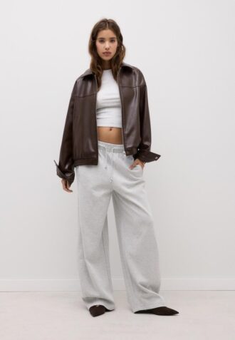 Giacca oversize effetto pelle