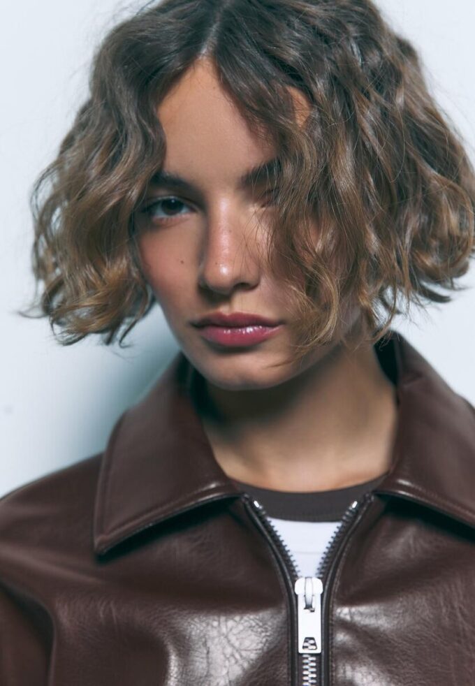 Giacca oversize effetto pelle