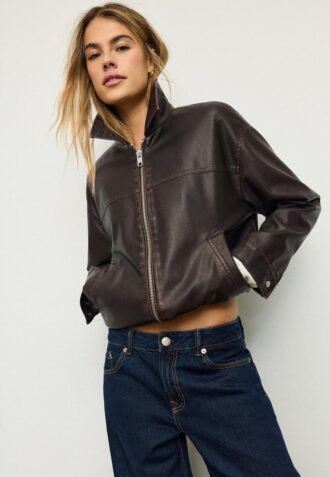 Giacca oversize effetto pelle lavata