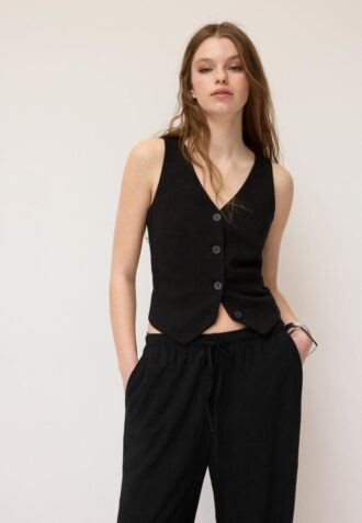 Gilet abbottonato effetto lino Gilet abbottonato effetto lino