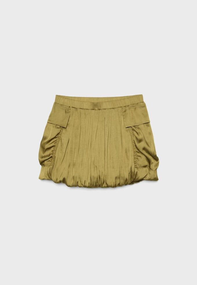 Gonna a palloncino in raso con tasche