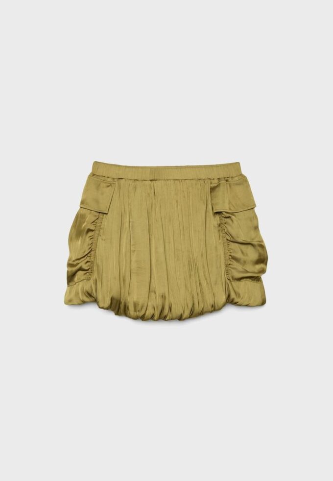 Gonna a palloncino in raso con tasche