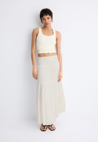 Gonna a pannelli con filo metallico