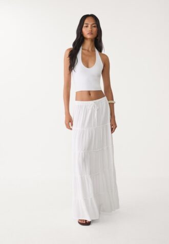 Gonna midi a pannelli fluida