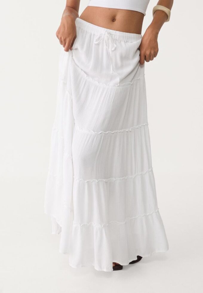 Gonna midi a pannelli fluida