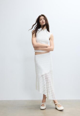 Gonna midi asimmetrica in pizzo