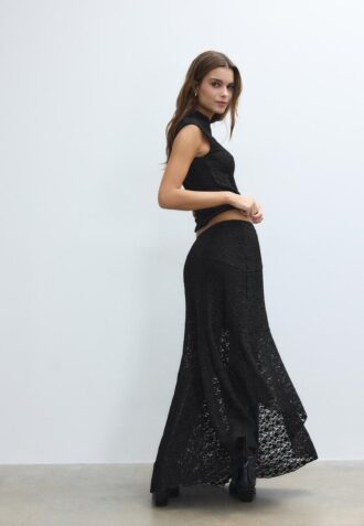 Gonna midi asimmetrica in pizzo