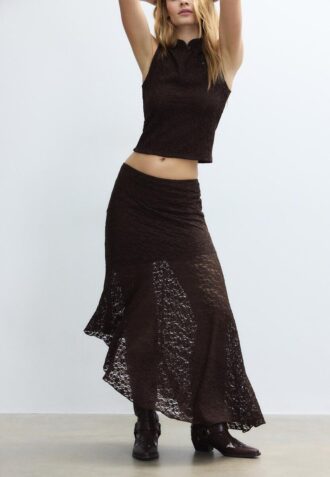 Gonna midi asimmetrica in pizzo
