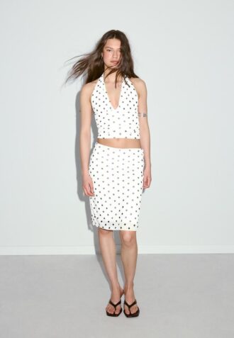 Gonna midi in tulle a pois