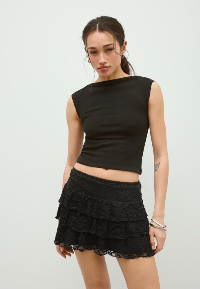 Gonna-Skort in pizzo