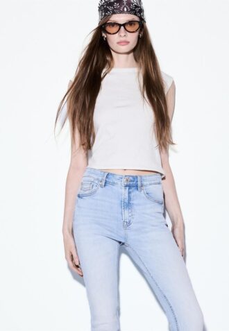 Jeans skinny a vita regolare D07