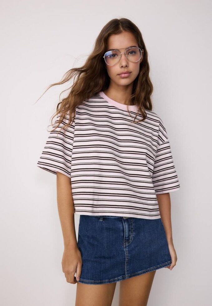 Maglietta a maniche corte a righe