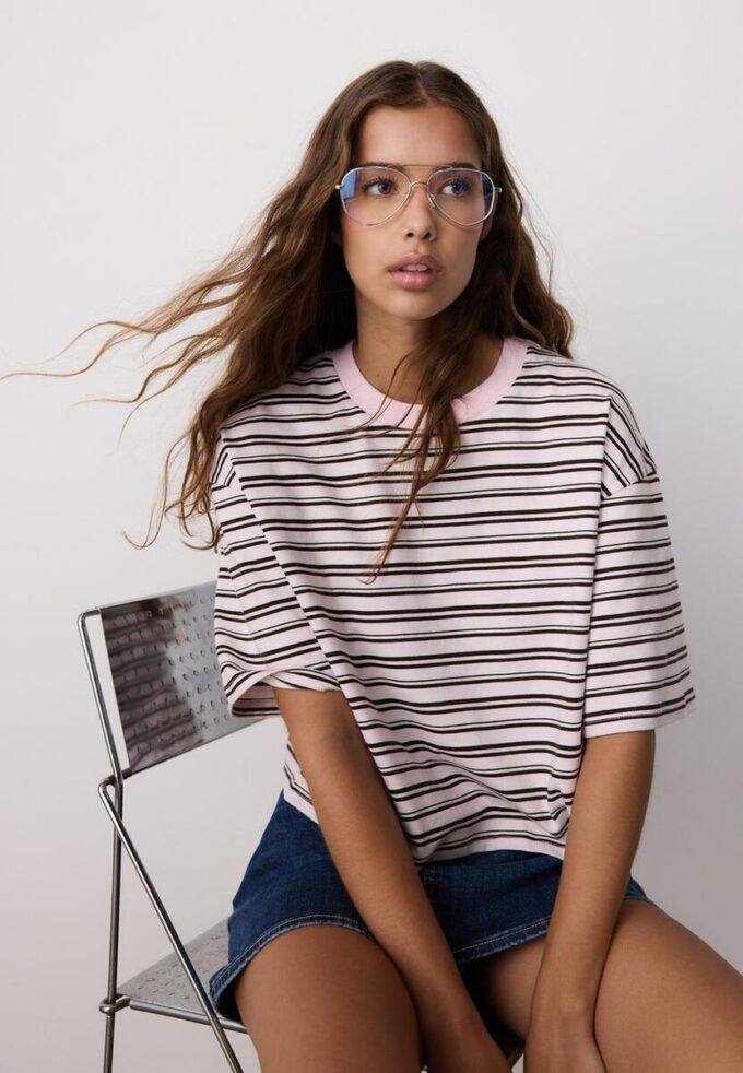 Maglietta a maniche corte a righe