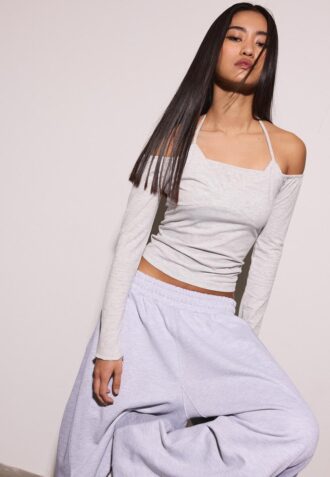 Maglietta a maniche lunghe con scollo all’americana