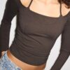 Maglietta a maniche lunghe con scollo all’americana