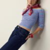 Maglione aderente a righe in maglia Maglione aderente a righe in maglia