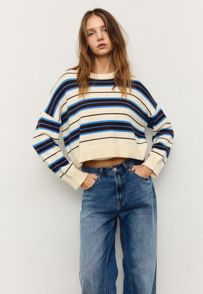 Maglione corto a righe