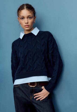 Maglione in maglia a due tessuti con collo staccabile