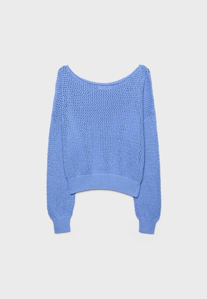 Maglione in maglia a rete con scollo a barchetta Maglione in maglia a rete con scollo a barchetta
