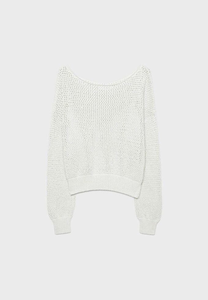 Maglione in maglia a rete con scollo a barchetta Maglione in maglia a rete con scollo a barchetta